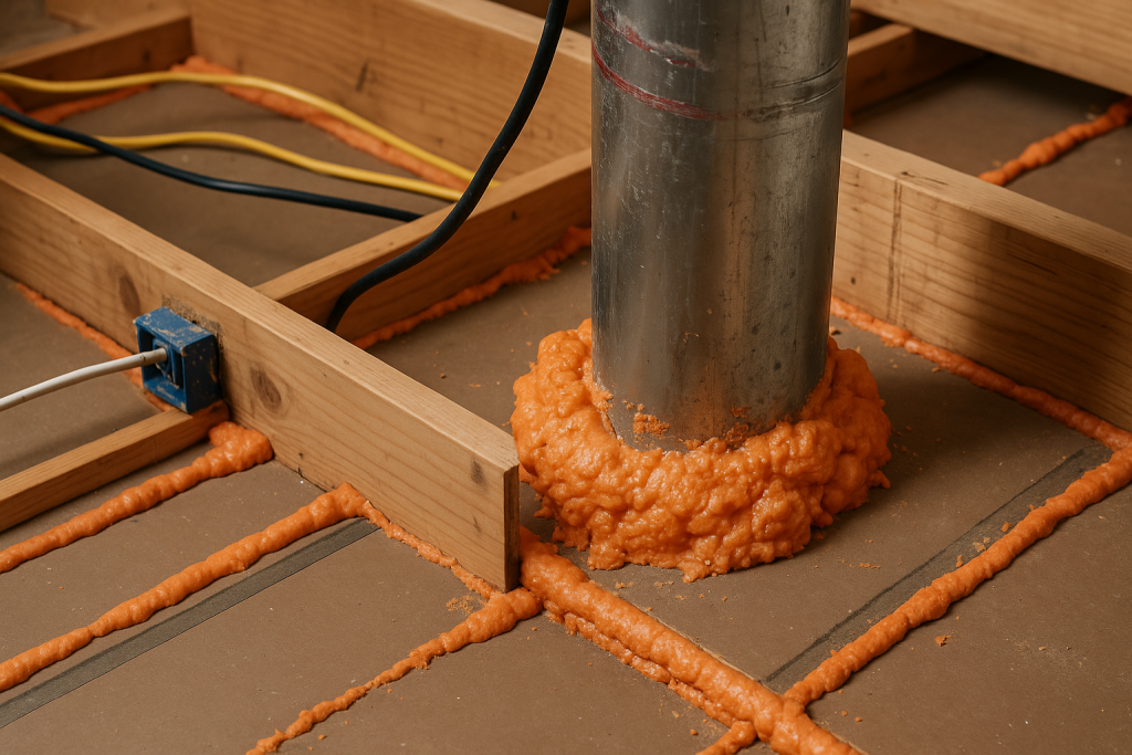 Durable insulating foam seals gaps in the attic to prevent air leakage